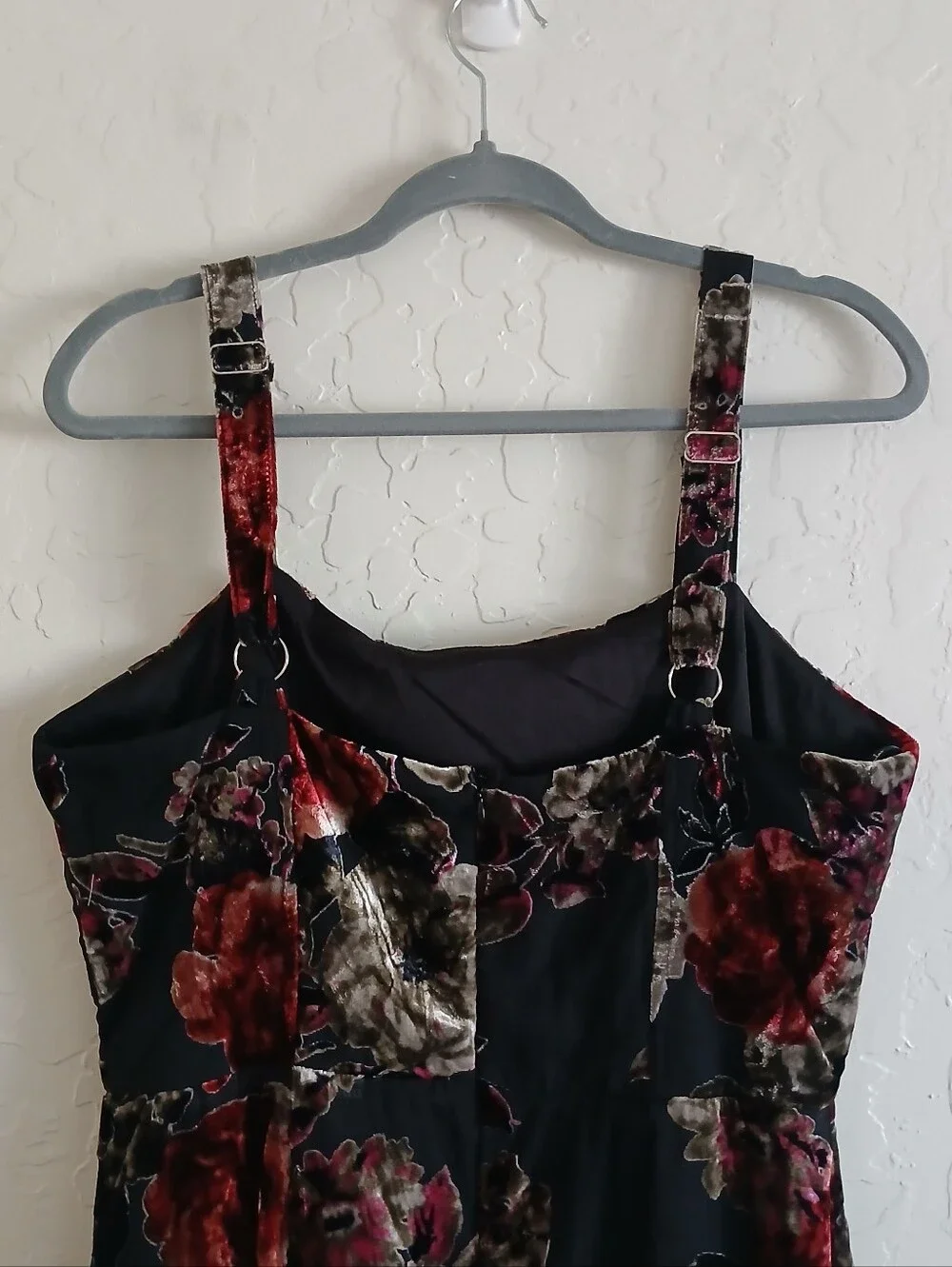 LULU'S Velvet Burnout Bustier Maxi Dress Women's XL Black High Slit Boning Goth - Picture 7 of 12